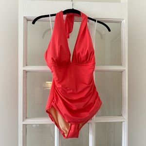 Magic Suit Halter One-Piece Swimsuit. Coral. Size 12.